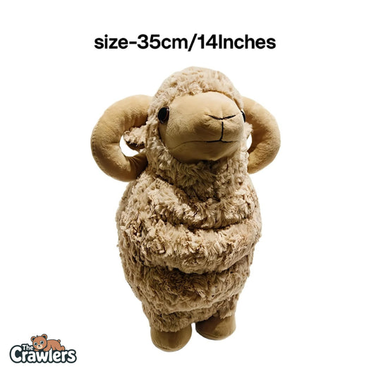 The Crawlers™ Wool Sheep Plush Toy – 14 Inch Fluffy Sheep Soft Toy for Kids & Gifting (35cm)