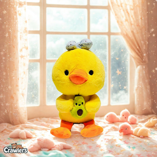 The Crawlers™ Avocado Duck Soft Toy – 30cm Cute Plush Stuffed Animal Doll for Kids & Gifting |
