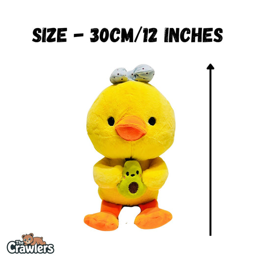 The Crawlers™ Avocado Duck Soft Toy – 30cm Cute Plush Stuffed Animal Doll for Kids & Gifting |