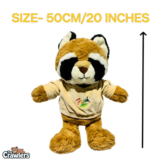 The Crawlers™ Raccoon Plush Toy – 20 Inches (50cm) with “Fresh” Sweat – Cuddly Gift for Kids, Toddlers & Gifting