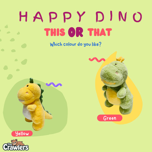 The Crawlers™ Happy Dino Plush Toy – 14 Inch Soft Stuffed Dinosaur for Kids & Gifting (35cm)