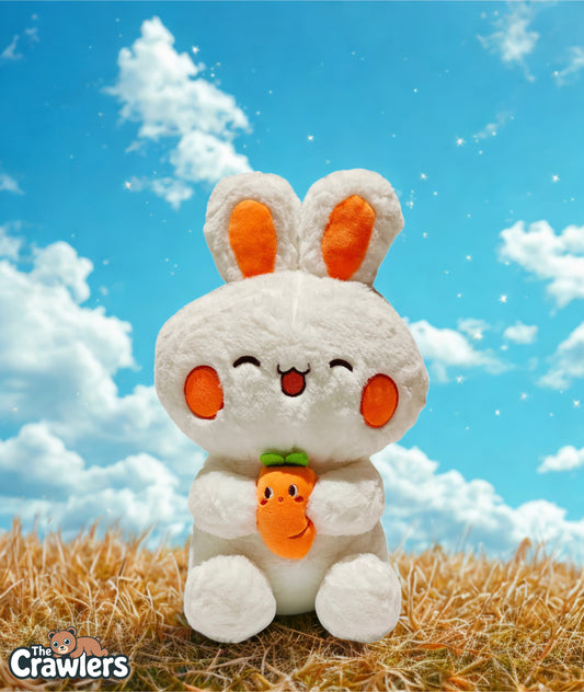 The Crawlers™ 12-Inch Bunny Plush Toy – Cute White Rabbit Soft Toy with Carrot for Kids & Gifting (30cm)