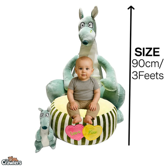 The Crawlers™ Kangaroo Plush Baby Sofa Chair with back support – 3ft Soft Toy Seat for Infants & Toddlers (90cm)