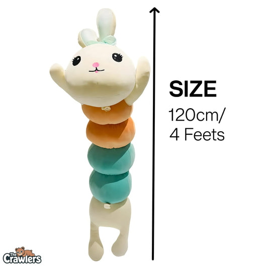 The Crawlers™ Bunny Caterpillar Plush – 4 Feet Soft Toy for Kids & Gifting (120cm)