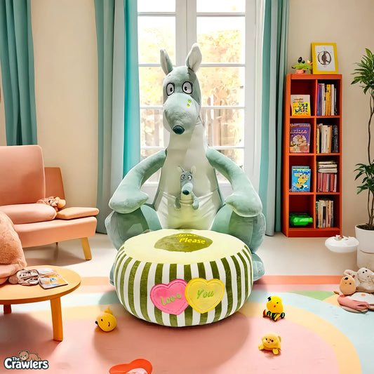 The Crawlers™ Kangaroo Plush Baby Sofa Chair with back support – 3ft Soft Toy Seat for Infants & Toddlers (90cm)