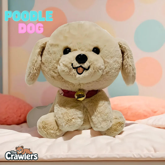 The Crawlers™ Poodle Dog Plush – 8 inch(20cm)Cute Puppy Soft Toy with Bell Collar for Kids & Gifting
